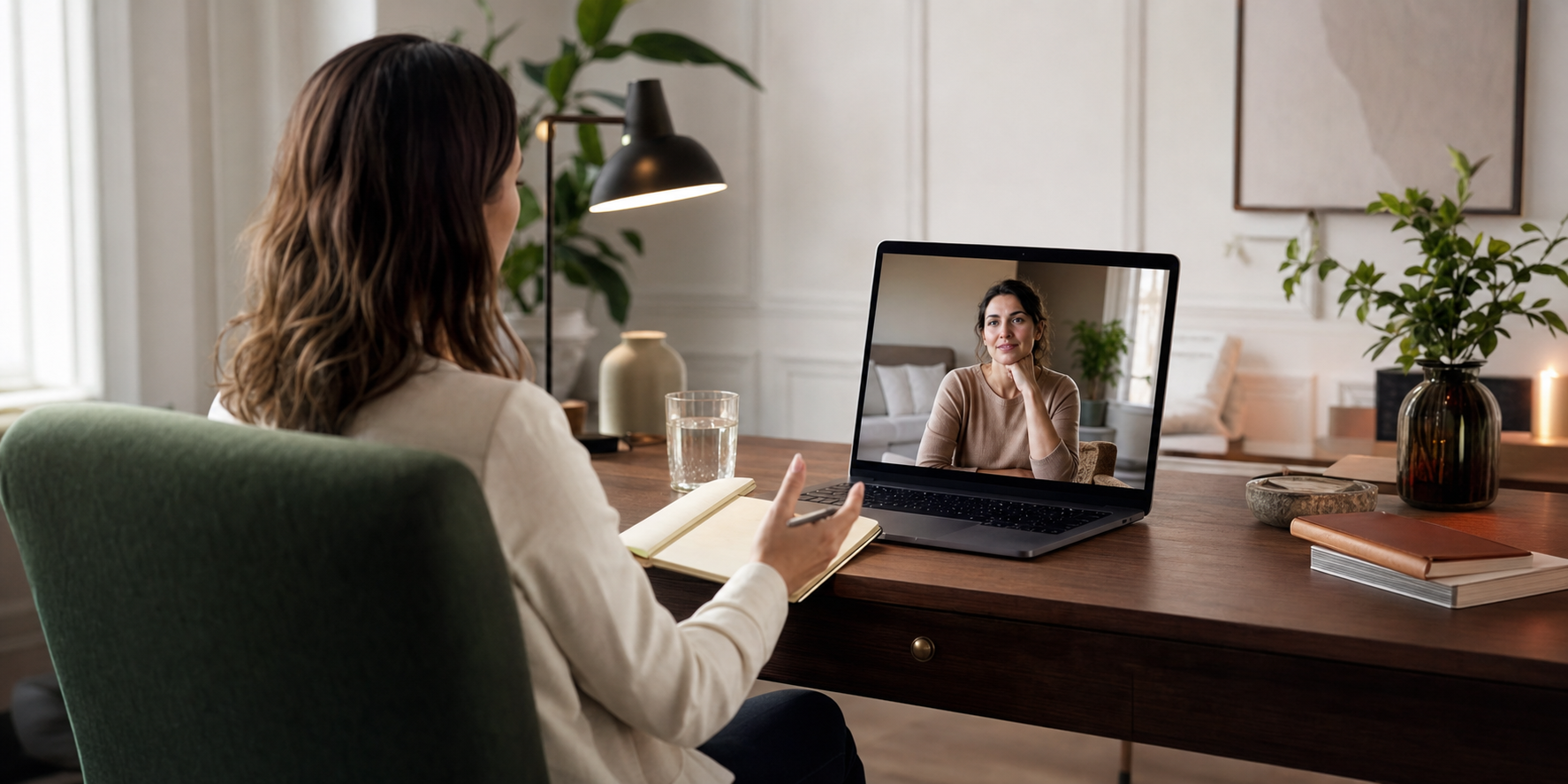 Remote counselling session between psychologist and client